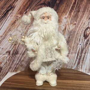 Elegant Cream Santa Claus Holiday Figurine